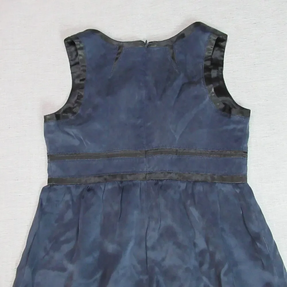 Proenza Schouler by Target Dress Womens Size 5 Blue Black 100% Silk Cocktail Y2K